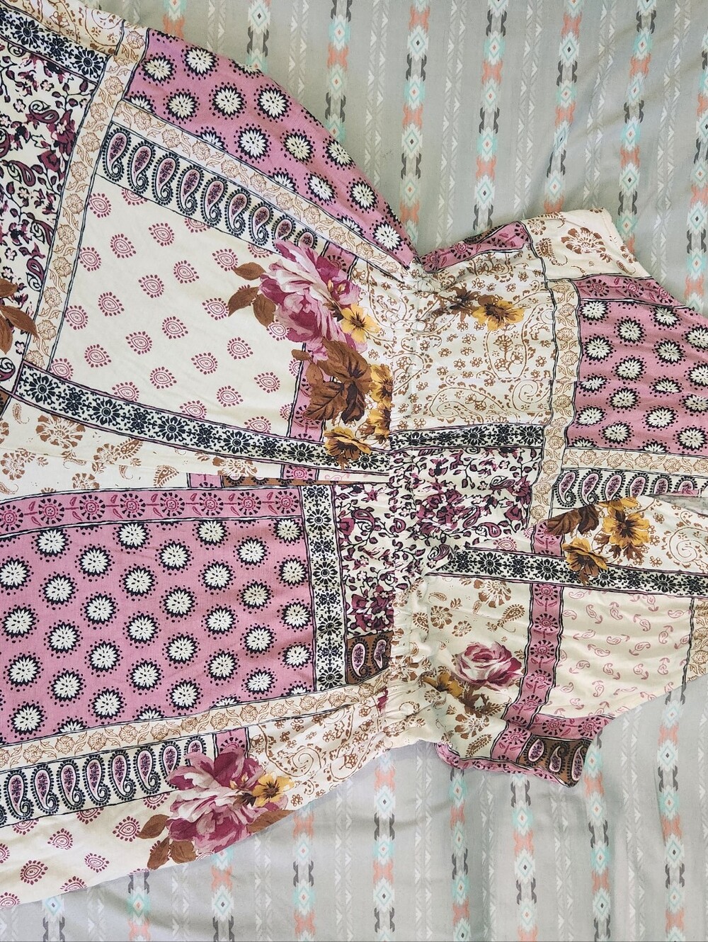 Maurices Floral Patchwork Halter Romper in Pink & Cream - Picture 2 of 3